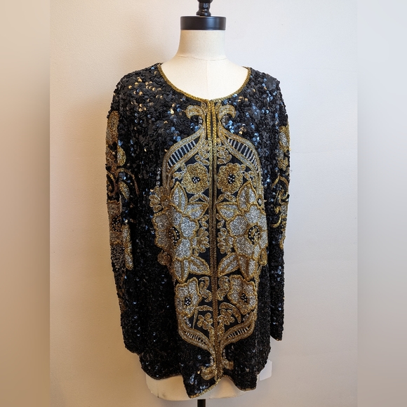 Fully sequined vintage duster / jacket - Picture 2 of 5
